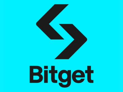 Logo de Bitget con fondo azul claro.