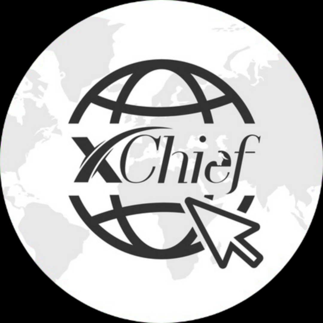 Logo de XChief con un globo terráqueo de fondo y un cursor.