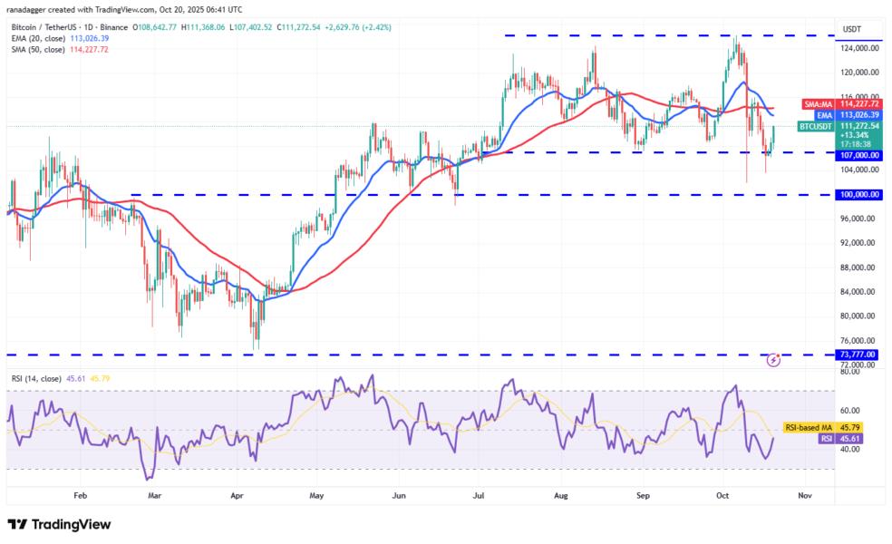 Gráfico de precios de Bitcoin (BTC) que muestra las medias móviles y niveles de soporte y resistencia, con indicadores RSI en la parte inferior.